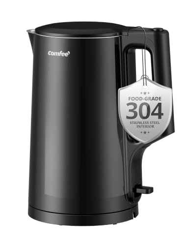 COMFEE Electric Kettle, 1.7L, Auto Shut-Off, 1500W, Black, stainless steel